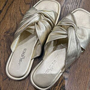 J Slides Metallic Gold Sandals
